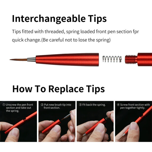 Aluminum Shank Interchangeable Fine Tip Brush (Red)