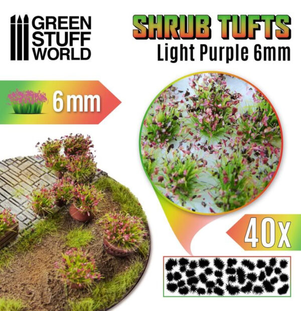 Shrub Tufts: Light Purple Flowers 6mm