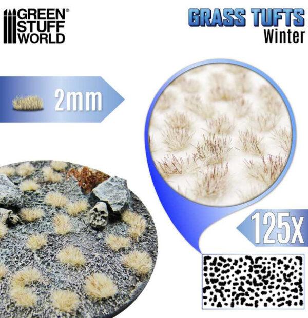 Static Grass Tufts 2 mm Winter White